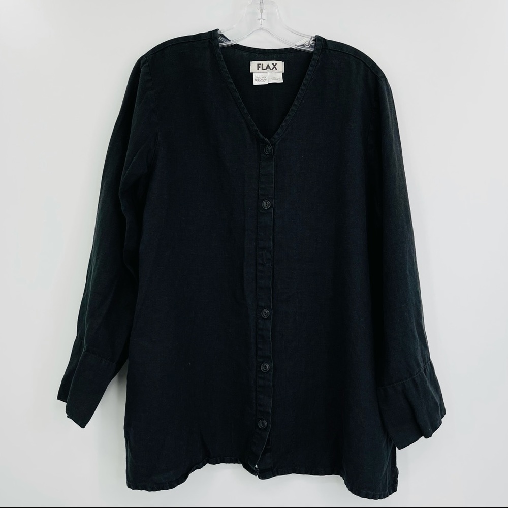 Flax linen button front shirt lagenlook oversized